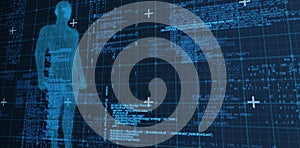 Composite image of digital composite image of 3d man