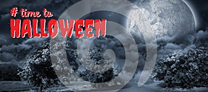 Composite image of digital composite image of time to halloween text