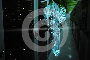 Composite image of digital image of key shape on circuit