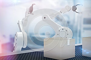 Composite image of digital image of robotic hand with claw 3d