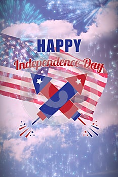 Composite image of digitally composite image of happy independence day text