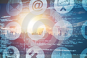 Composite image of digitally composite image of technological interface 3d