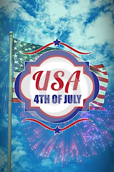 Composite image of digitally generated image of 4th of july text
