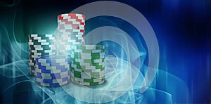 Composite image of digitally generated image of 3d gambling chips