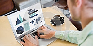 Composite image of digitally generated image of graphs and map with text