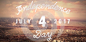 Composite image of digitally generated image of happy 4th of july message