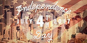 Composite image of digitally generated image of happy 4th of july message