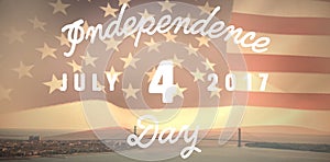 Composite image of digitally generated image of happy 4th of july message