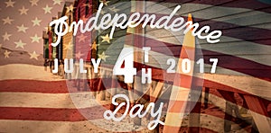 Composite image of digitally generated image of happy 4th of july message