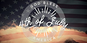 Composite image of digitally generated image of happy 4th of july message