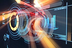 Composite image of digitally generated image of volume knob with graphical data 3d