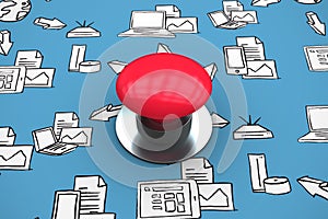 Composite image of digitally generated red push button