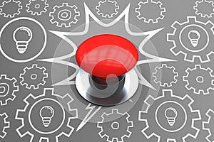 Composite image of digitally generated red push button