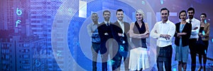 Composite image of diverse smiling business team
