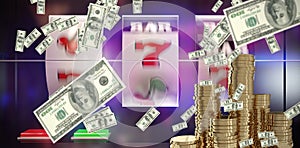 Composite image of dollars falling