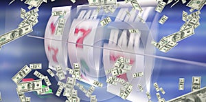 Composite image of dollars falling