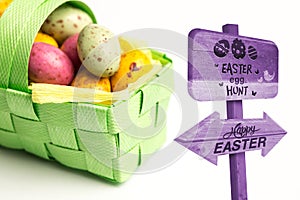 Composite image of easter egg hunt sign