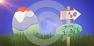 Composite image of easter egg hunt sign
