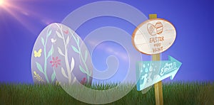 Composite image of easter egg hunt sign
