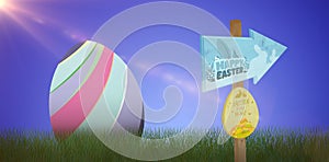 Composite image of easter egg hunt sign