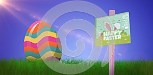 Composite image of easter egg hunt sign