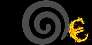 Composite image of euro sign on fire
