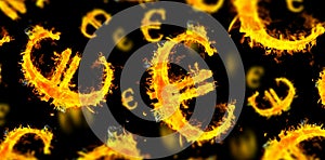 Composite image of euro sign on fire