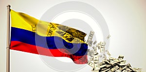 Composite image of falling dollars