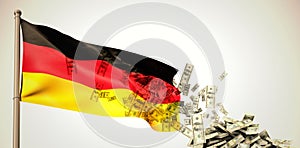 Composite image of falling dollars