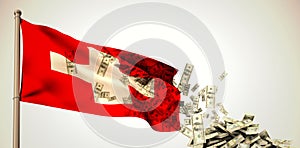 Composite image of falling dollars