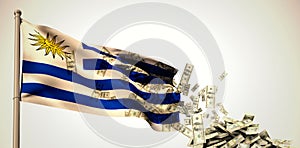 Composite image of falling dollars