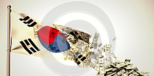 Composite image of falling dollars