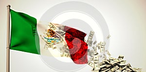 Composite image of falling dollars