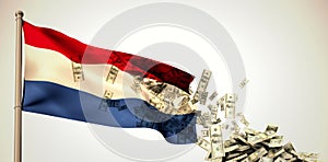 Composite image of falling dollars