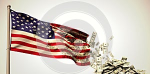 Composite image of falling dollars