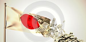 Composite image of falling dollars