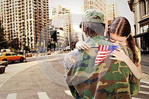 Composite image of father reunited with daughter