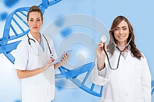 Composite image of female medical team