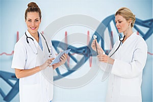 Composite image of female medical team