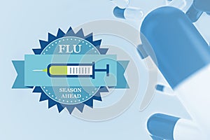 Composite image of fight the flu with pills