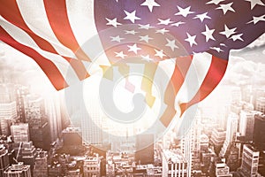 Zložený obraz z sústrediť na spojené štáty americké vlajka 
