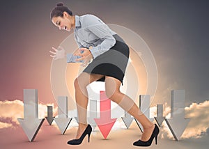 Composite image of furious businesswoman gesturing