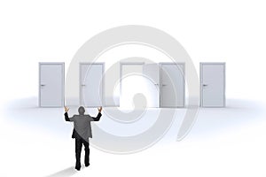 Composite image of gesturing businessman