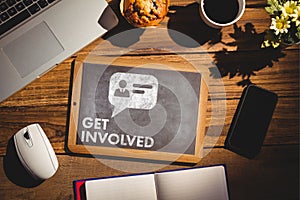 Composite image of get involved