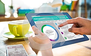 Composite image of graphic image of bank account web site photo