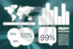 Composite image of graphic image of business presentation with charts and map