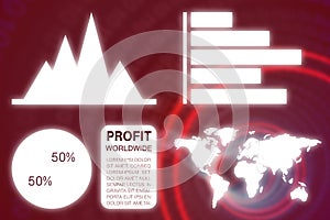 Composite image of graphic image of business presentation with charts and map