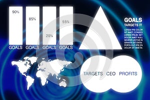 Composite image of graphic image of business presentation with charts and map