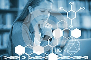 Composite image of graphic image of chemical structure