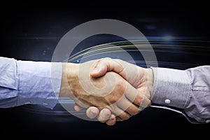 Composite image of hand shake in front of wires